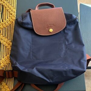 Longchamp Navy and Brown Women's Backpack